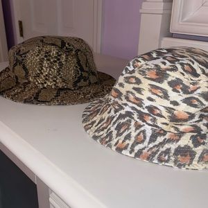 Urban Outfitters Cheetah and Snake Print Bucket Hats (set of 2)